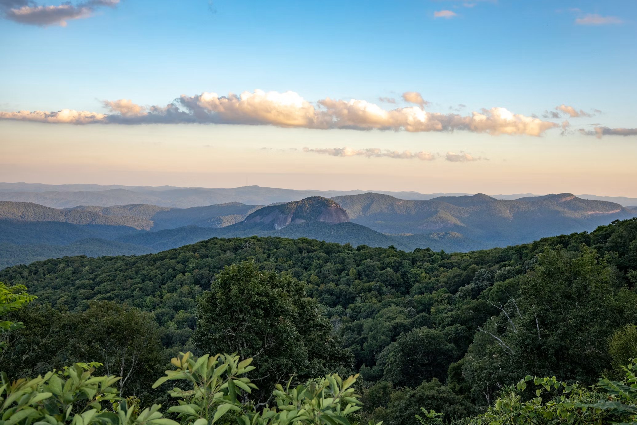Looking Glass Rock and the mountains near Asheville NC